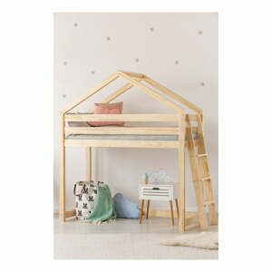 Domčeková vyvýšená detská posteľ z borovicového dreva 80x200 cm v prírodnej farbe Mila DMPBA – Adeko