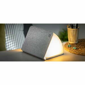 Sivá veľká LED stolová lampa v tvare knihy Gingko Booklight