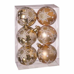 Súprava 6 vianočných ozdôb v zlatej farbe Unimasa Estrellas, ø 5 cm
