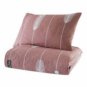 Ružová prikrývka cez posteľ s obliečkou na vankúš z ranforce bavlny Mijolnir Modena, 180 x 225 cm