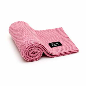 Ružová detská pletená deka T-TOMI Spring, 80 x 100 cm