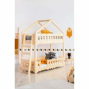 Domčeková poschodová detská posteľ 90x200 cm v prírodnej farbe Zippo B – Adeko