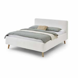 Biela čalúnená dvojlôžková posteľ s úložným priestorom s roštom 160x200 cm Mattis - Meise Möbel