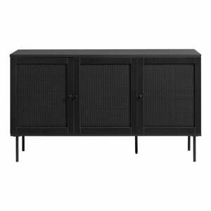 Čierna nízka komoda v dekore duba 140x80 cm Pensacola – Unique Furniture
