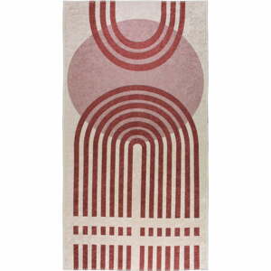 Červeno-biely umývateľný koberec behúň 80x200 cm - Vitaus