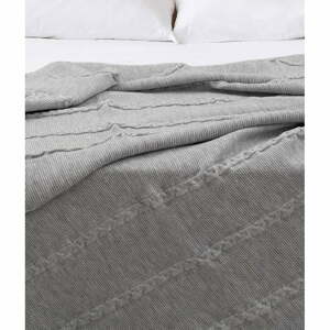 Sivá bavlnená prikrývka na jednolôžko 150x200 cm Trenza - Oyo Concept