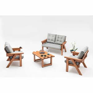 Sivý záhradný lounge set z borovicového dreva pre 5 Abant – Floriane Garden