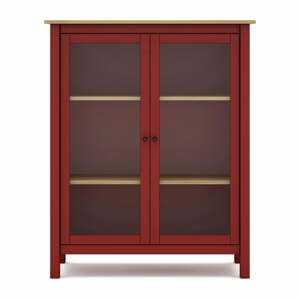 Červená/prírodná vitrína z borovicového dreva 90x110 cm Misti – Marckeric