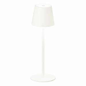 Biela LED stmievateľná stolová lampa so senzorom pohybu a s kovovým tienidlom (výška 38 cm) Tropea – Fischer & Honsel