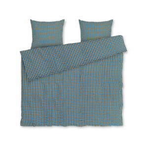 Okrovožlto-modré predĺžené krepové obliečky na dvojlôžko 200x220 cm Bæk&Bølge – JUNA