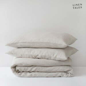 Bielobéžové ľanové obliečky na jednolôžko 140x200 cm – Linen Tales
