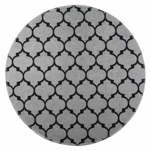 Tmavosivý umývateľný okrúhly koberec ø 80 cm – Vitaus