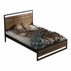 Jednolôžková posteľ s roštom v čierno-prírodnej farbe 120x200 cm Ariane – Kalune Design