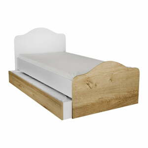 Jednolôžková posteľ s úložným priestorom v bielo-prírodnej farbe 90x190 cm Kanguru – Kalune Design