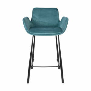 Zamatové barové stoličky v petrolejovej farbe v súprave 2 ks 91,5 cm Brit – Zuiver