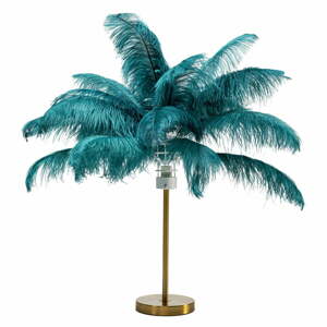 Stolová lampa v petrolejovej farbe s tienidlom z peria (výška 60 cm) Feather Palm – Kare Design