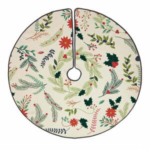 Krémovobiely umývateľný okrúhly koberec pod stromček s vianočným motívom ø 130 cm – Butter Kings