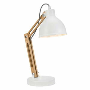 Bielo-hnedá stolová lampa s kovovým tienidlom (výška  44 cm) Marcello – LAMKUR