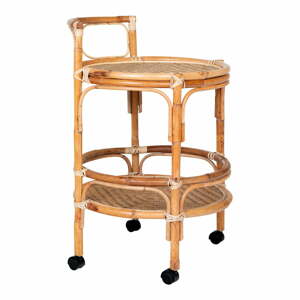 Ratanový servírovací stolík na kolieskach ø 55 cm Zaragoza – House Nordic