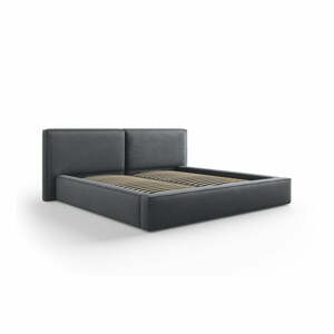 Tmavosivá čalúnená dvojlôžková posteľ s úložným priestorom a roštom 200x200 cm Arendal – Cosmopolitan Design