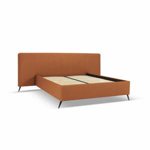 Čalúnená dvojlôžková posteľ v tehlovej farbe s úložným priestorom a roštom 180x200 cm Walter – Milo Casa