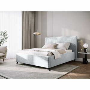 Sivá čalúnená dvojlôžková posteľ s úložným priestorom a roštom 180x200 cm Malou – Milo Casa