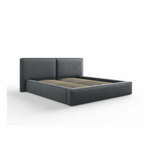 Tmavosivá čalúnená dvojlôžková posteľ s úložným priestorom a roštom 180x200 cm Arendal – Cosmopolitan Design