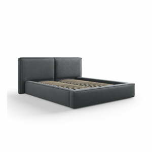 Tmavosivá čalúnená dvojlôžková posteľ s úložným priestorom a roštom 160x200 cm Arendal – Cosmopolitan Design