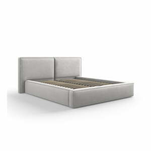 Svetlosivá čalúnená dvojlôžková posteľ s úložným priestorom a roštom 160x200 cm Arendal – Cosmopolitan Design