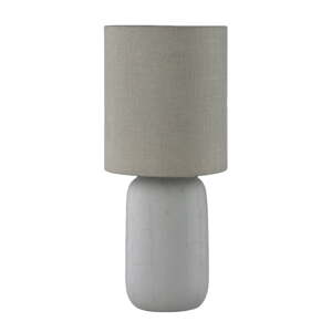 Sivá stolová lampa z keramiky a tkaniny Trio Clay, výška 35 cm