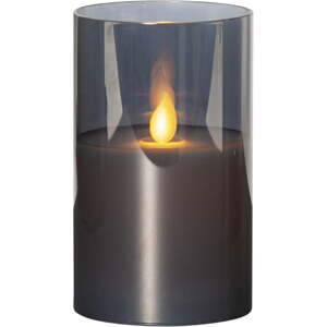 Sivá LED vosková sviečka v skle Star Trading M-Twinkle, výška 12,5 cm