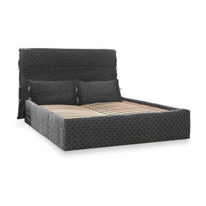 Čierna čalúnená dvojlôžková posteľ s úložným priestorom s roštom 180x200 cm Sleepy Luna – Miuform