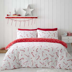 Červené/biele obliečky na dvojlôžko/predĺžené 200x220 cm Candy Cane – Catherine Lansfield