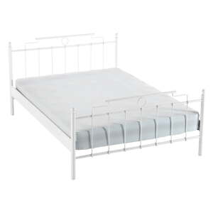 Biela kovová dvojlôžková posteľ s roštom 160x200 cm Hatkus – Kalune Design