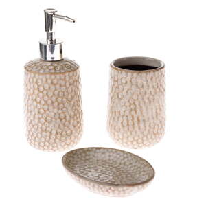 Béžová keramická súprava doplnkov do kúpeľne – Dakls
