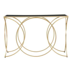 Čierny/v zlatej farbe konzolový stolík so sklenenou doskou 40x120 cm Infinity – Mauro Ferretti