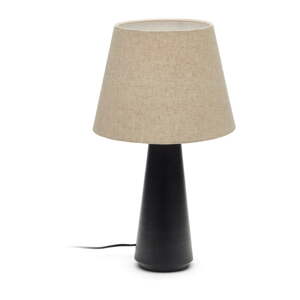 Čierna/béžová stolová lampa s textilným tienidlom (výška  60 cm) Torrent – Kave Home