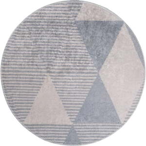 Sivý umývateľný okrúhly koberec ø 120 cm Yuvarlak – Vitaus