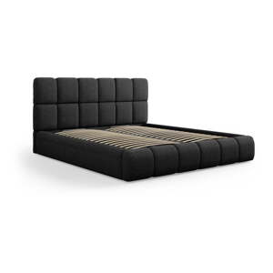 Čierna čalúnená dvojlôžková posteľ s úložným priestorom s roštom 140x200 cm Bellis – Micadoni Home