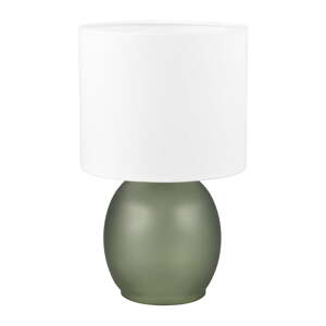 Biela/zelená stolová lampa s textilným tienidlom (výška  29 cm) Vela – Trio