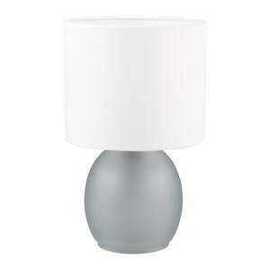 Biela/v striebornej farbe stolová lampa s textilným tienidlom (výška  29 cm) Vela – Trio