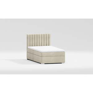 Béžová čalúnená jednolôžková posteľ s úložným priestorom s roštom 100x200 cm Bunny – Ropez