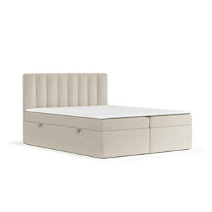 Béžová boxspring posteľ s úložným priestorom 180x200 cm Novento – Maison de Rêve