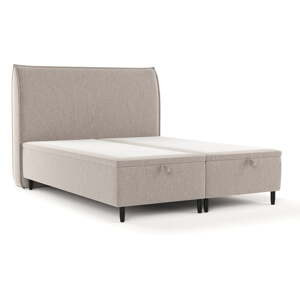 Sivá/béžová čalúnená dvojlôžková posteľ s úložným priestorom 140x200 cm Pearl – Maison de Rêve