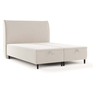 Béžová čalúnená dvojlôžková posteľ s úložným priestorom 200x200 cm Pearl – Maison de Rêve