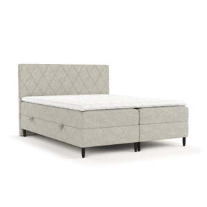Sivá/béžová boxspring posteľ s úložným priestorom 200x200 cm Gwen – Maison de Rêve