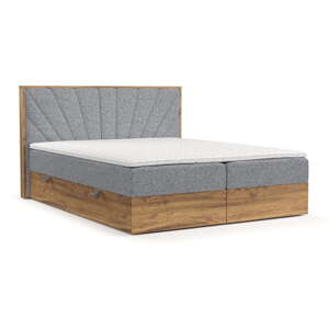Sivá/v prírodnej farbe boxspring posteľ s úložným priestorom 180x200 cm Asahi – Maison de Rêve