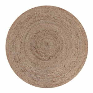 Hnedý jutový okrúhly koberec ø 180 cm – LABEL51