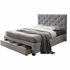 Sivá moderná posteľ s úložným priestorom SANTOLA 180 x 200 cm