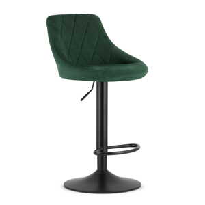 Zelená barová stolička KAST VELVET s čiernou nohou